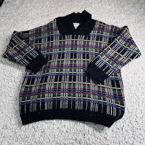 Vintage Lucy Wilmot Plaid Knit Sweater Shawl Collar Size M
